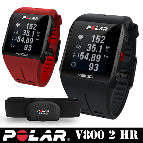 POLAR GPSマルチスポーツ ウォッチ 心拍センサーセット「V800 2 HR(ブラック/レッド)」