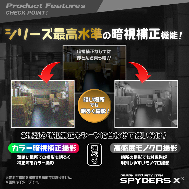 スパイダーズX 小型カメラ フレキシブルスコープ バッグ用 防犯カメラ 1080P 256GB対応 スパイカメラ M-952α