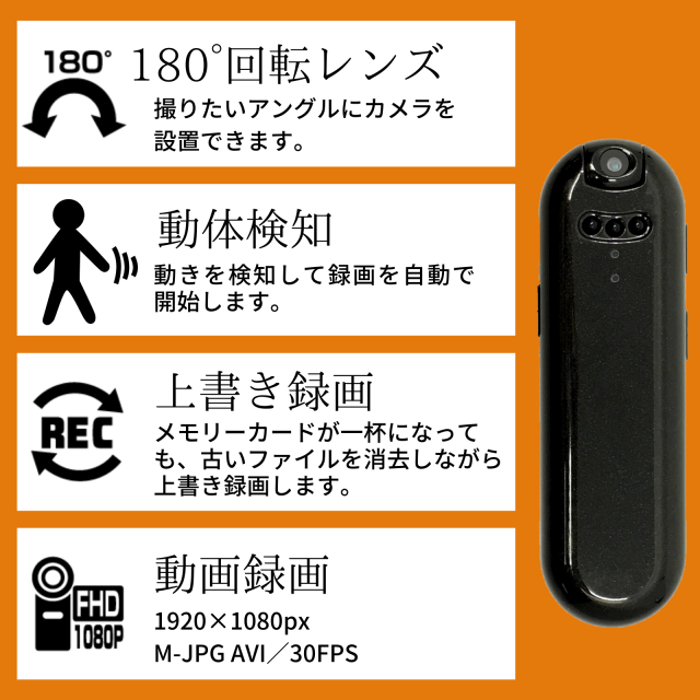 匠ブランド クリップ型カメラ 小型カメラ 高画質 長時間録画録音 隠しカメラ スパイカメラ 防犯カメラ ボイスレコーダー  ロータリーレンズ 赤外線暗視補正 「Vion」(ヴィオン) TK-CLI-19