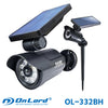 オンロード(OnLord) センサーライト 防犯カメラ型 ブラック 屋外防水 LED 人感センサー 太陽光発電 OL-332BH