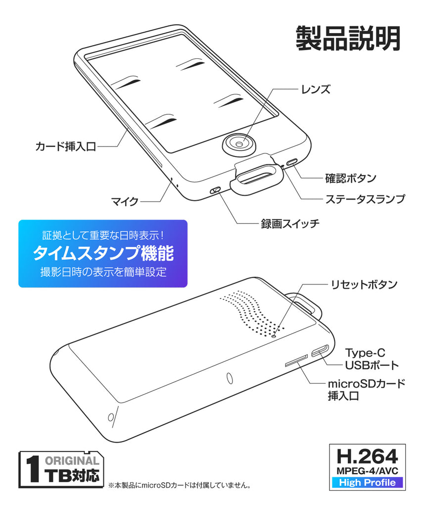 Gexa(ジイエクサ×スパイダーズX） 1080P ウォーキングレコーダー 小型カメラ 防犯カメラ ハンズフリー H.264 1TB対応 ネックホルダー型ビデオカメラ GX-303