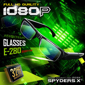 スパイダーズX 32GB内蔵  小型ビデオカメラ 1080P ミラーコートレンズ メガネ型 小型カメラ E-280