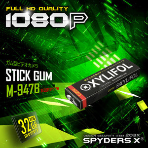 スパイダーズX 1080P LEDライト 32GB対応 ガム型カメラ M-947B  ブラック