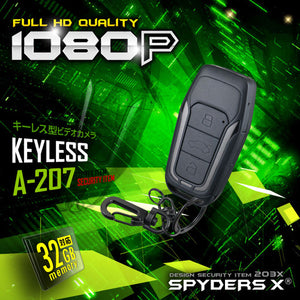 スパイダーズX 小型カメラ キーレス型カメラ 防犯カメラ 1080P 可視光赤外線 動体検知 スパイカメラ A-207