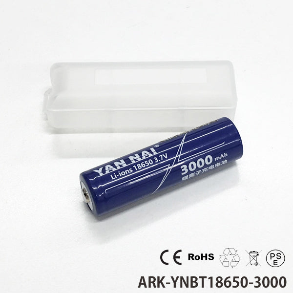 YANNAI 18650型 充電池 リチウムイオンバッテリー 保護回路付 PSEマーク付 １本 ケース付