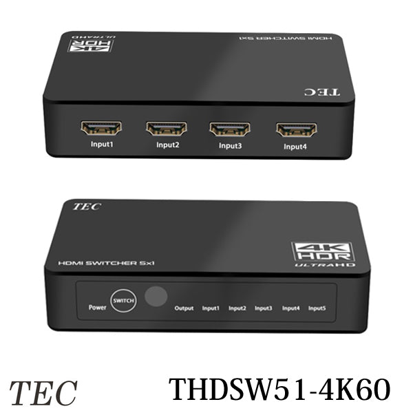 THDSW51-4K60 4KウルトラHD HDR対応 5入力1出力 HDMI切替器 5入力切替器  テック TEC