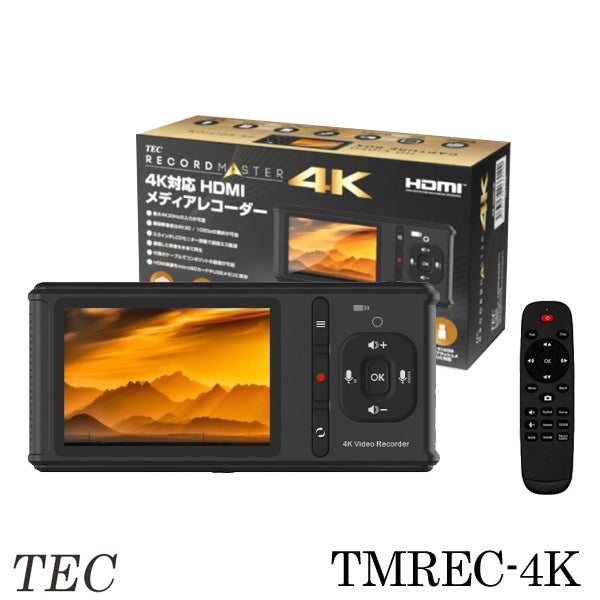 TEC テック  RECORD MASTER 4K EDITION 4K30P 入力対応 モニター搭載ポータブル HDMIメディアレコーダー TMREC-4K