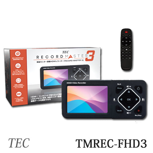 TEC テック RECORD MASTER 3 モニター搭載ポータブル HDMIメディアレコーダー TMREC-FHD3